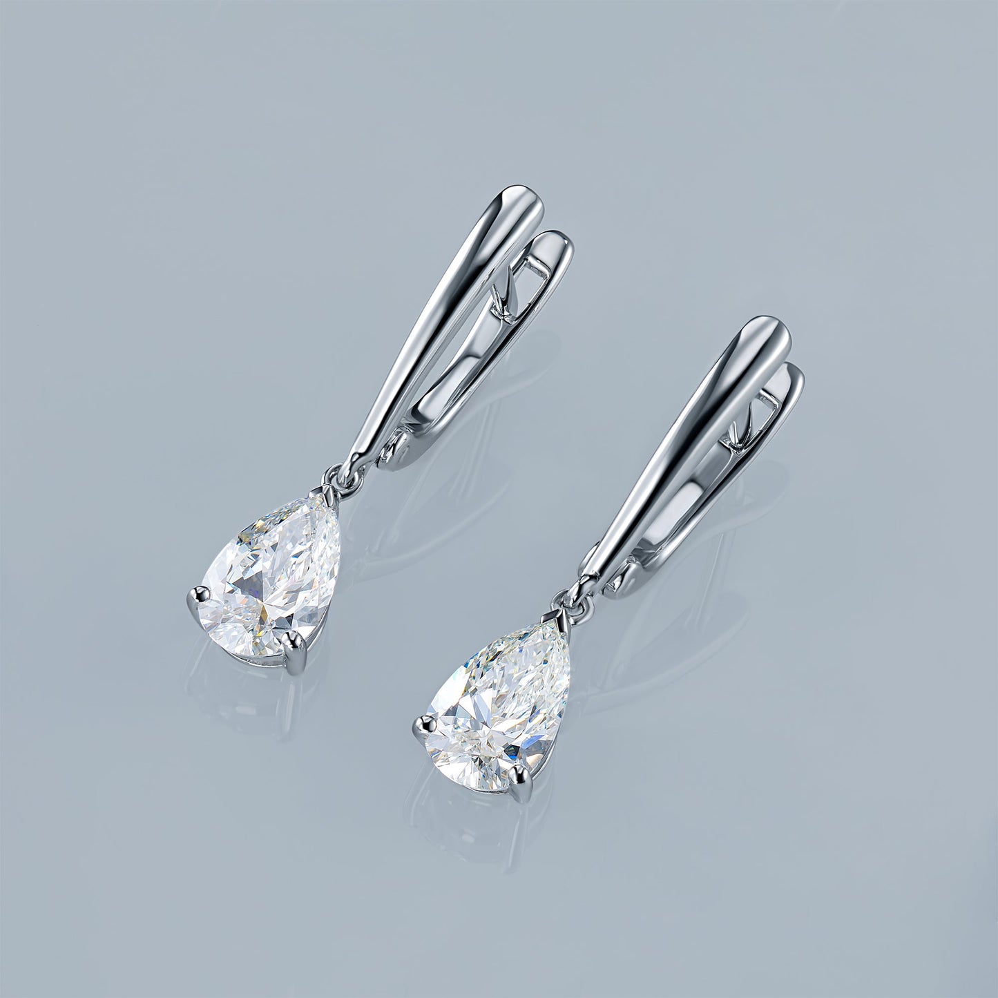 14K White Gold Earrings with 2 Pear-Cut Lab-Created Diamonds 2.05 - Which Mark