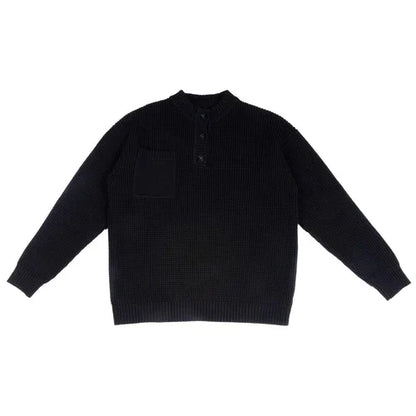 Henry Collar Round Neck Old Money Style Sweater For Men - Which Mark