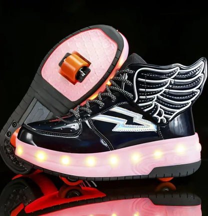 Double Wheel Led Light Shoes Wheel Student Roller Skates - Which Mark
