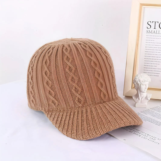 Knitting Wool Baseball Cap Korean Warm Solid Color Light Plate Peaked - Which Mark