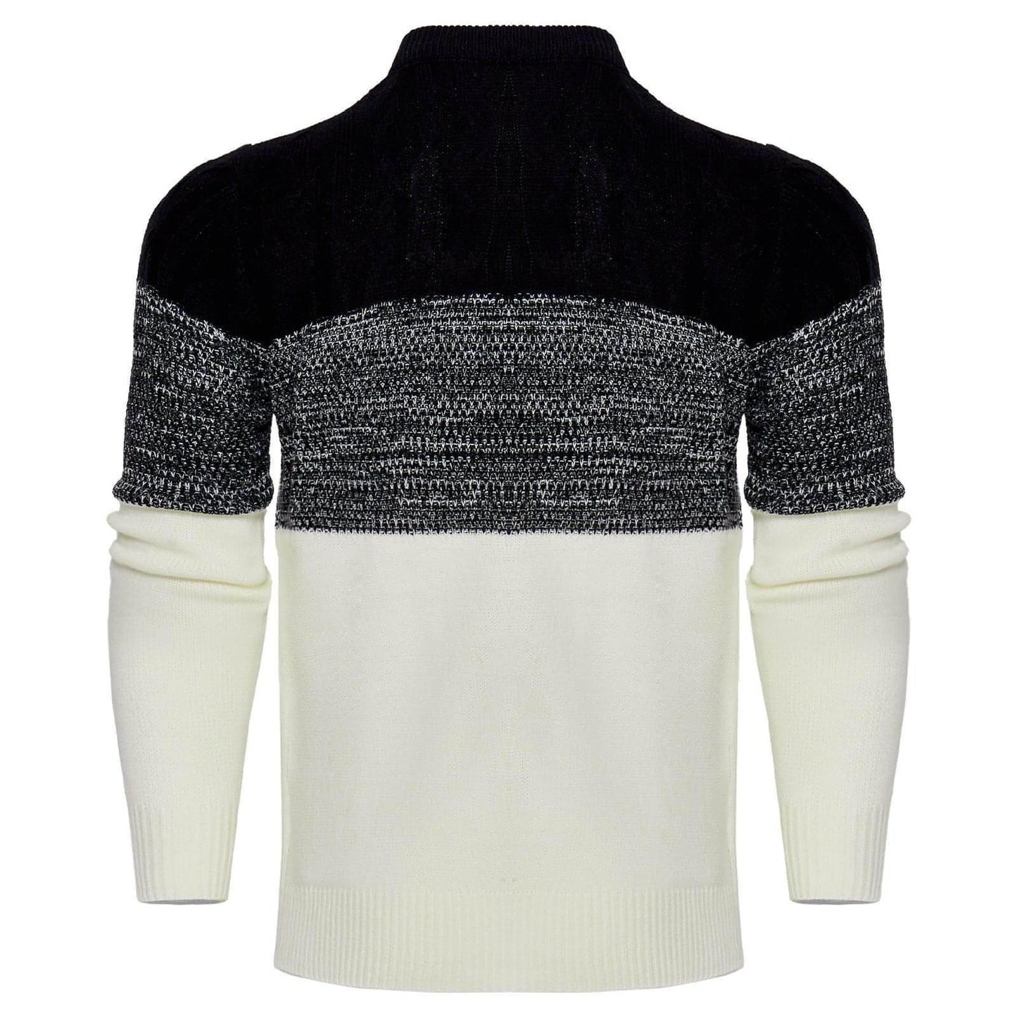 Men's Casual Color Block Long Sleeve Cable Knit Pullover Sweater - Which Mark
