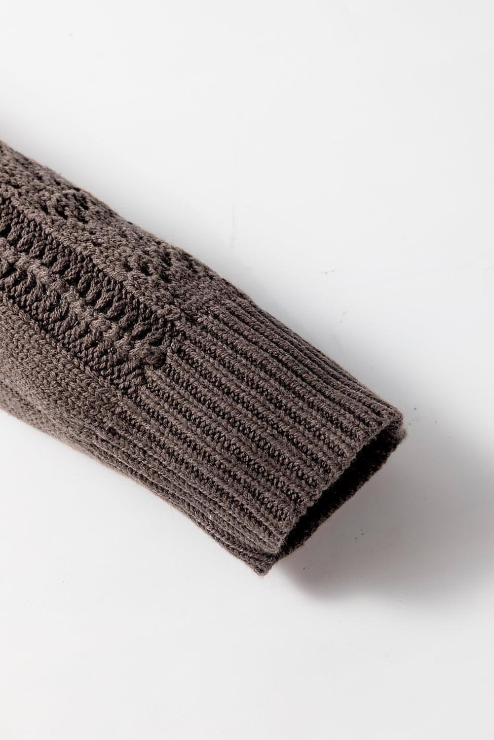 Dark Khaki Open Knit Drop Shoulder Sweater Cardigan - Which Mark