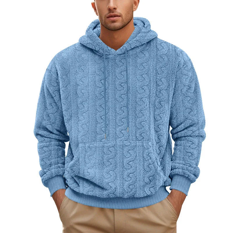 European And American Fall Winter Men Hooded Jacquard Teddy Plush - Which Mark
