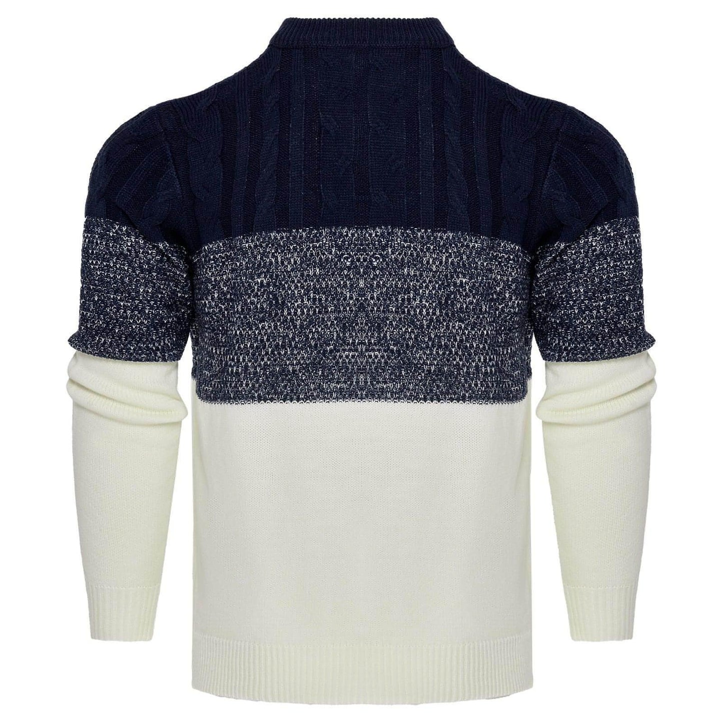 Men's Casual Color Block Long Sleeve Cable Knit Pullover Sweater - Which Mark