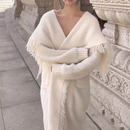 Long Alpaca Wool Sweater Coat Handmade Womens Clothing - Which Mark