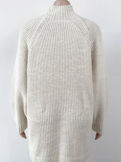 Mock Neck Dropped Shoulder Sweater Dress - Which Mark