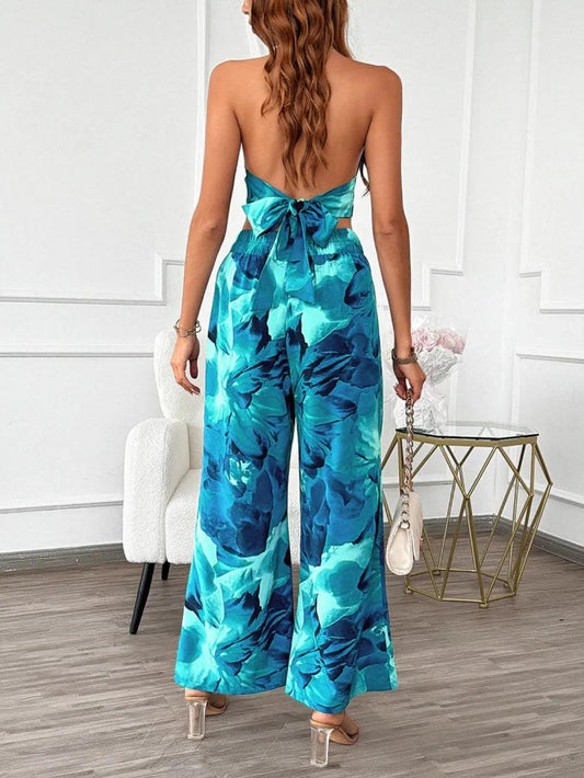 Devine Printed Halter Neck Top and Pants Set - Which Mark