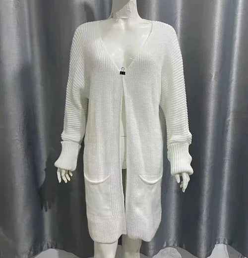 New Solid Color Loose Knitted Sweater Mid-length Coat - Which Mark