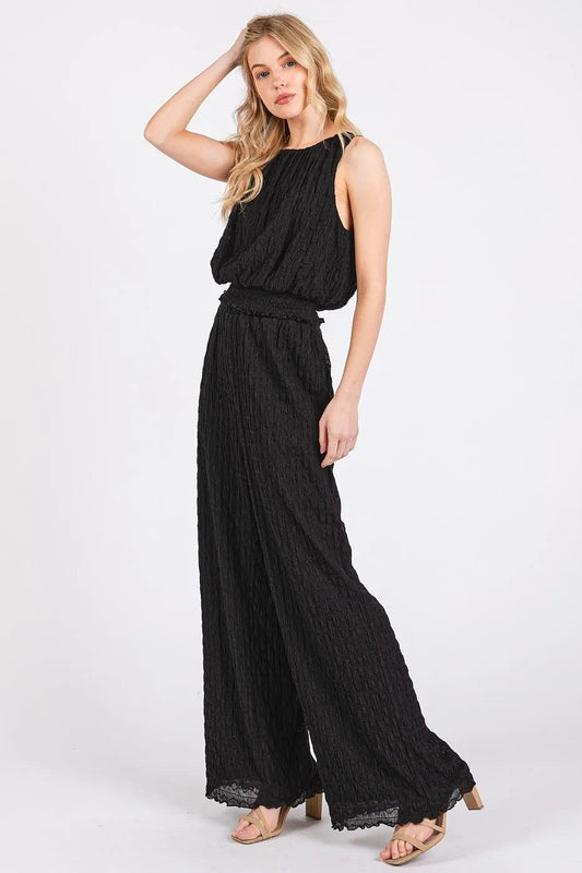 Mittoshop Textured Stretchy Crop Tank and Pants Set - Which Mark