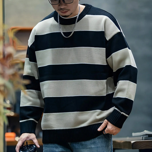 Men's Loose Fashion Brand Crew Neck Casual Sweater Men's - Which Mark