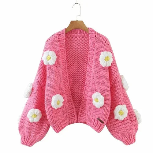 Handmade Crochet Cardigan Sweater Women Fruit Jacquard Embroidery - Which Mark