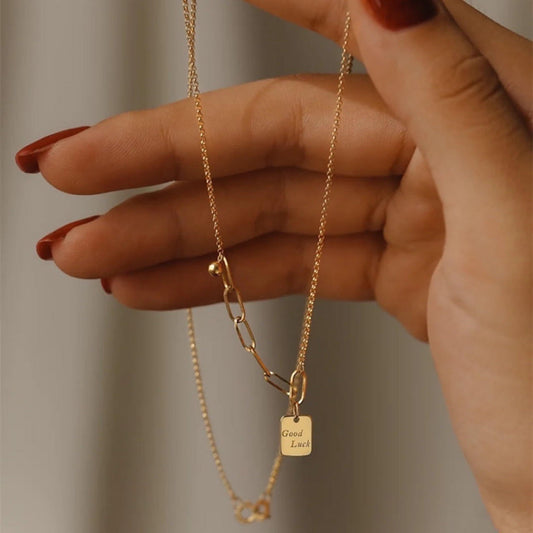 18K Gold Square Necklace Bracelet For Women - Which Mark