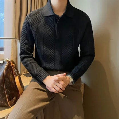 Winter Thermal Base Pullover Men's Sweater Casual Polo Collar Polo - Which Mark