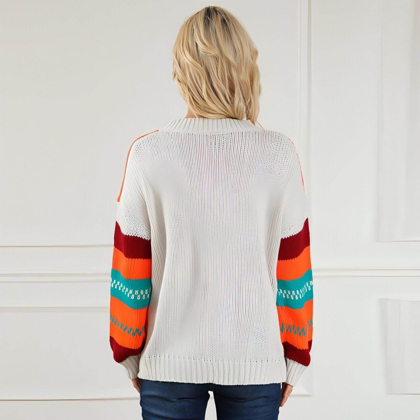 Loose Color Pullover Regular Sleeve Sweater Women - Which Mark