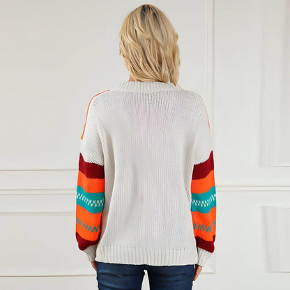 Loose Color Pullover Regular Sleeve Sweater Women - Which Mark
