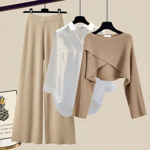 A.1 Knitted Sweater Wide Leg Pants Three-piece Set Autumn And Winter - Which Mark