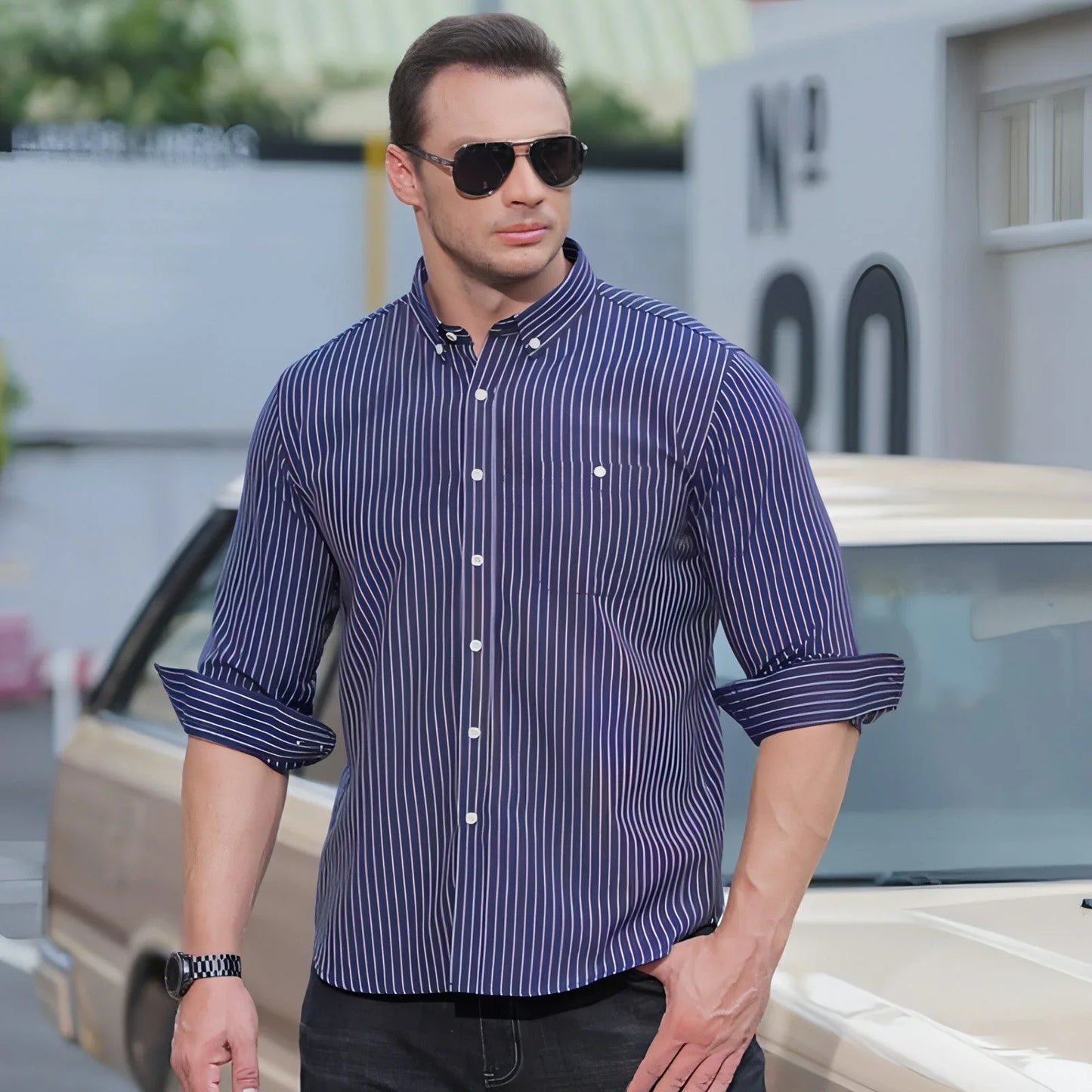 Men Business Trends Cotton Long Sleeve DressShirt - Which Mark