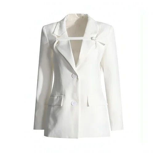 Fashion Slim Fit Patchwork Suit Jacket For Women - Which Mark