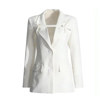 Fashion Slim Fit Patchwork Suit Jacket For Women - Which Mark