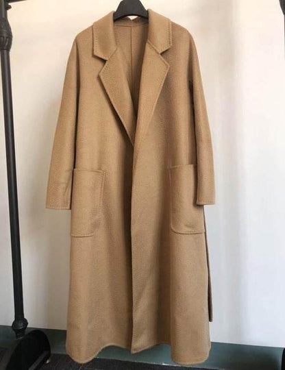Women's Long Water Ripple Double-Sided Wool Coat – Elegant & Versatile - Which Mark