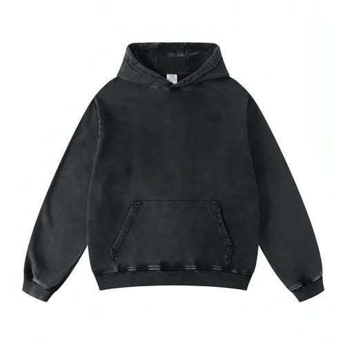 Thickened Washed Old Gradient Solid Color Batik Hooded Sweater For Men - Which Mark