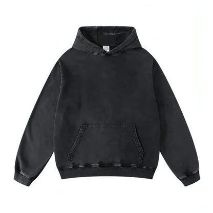 Thickened Washed Old Gradient Solid Color Batik Hooded Sweater For Men - Which Mark
