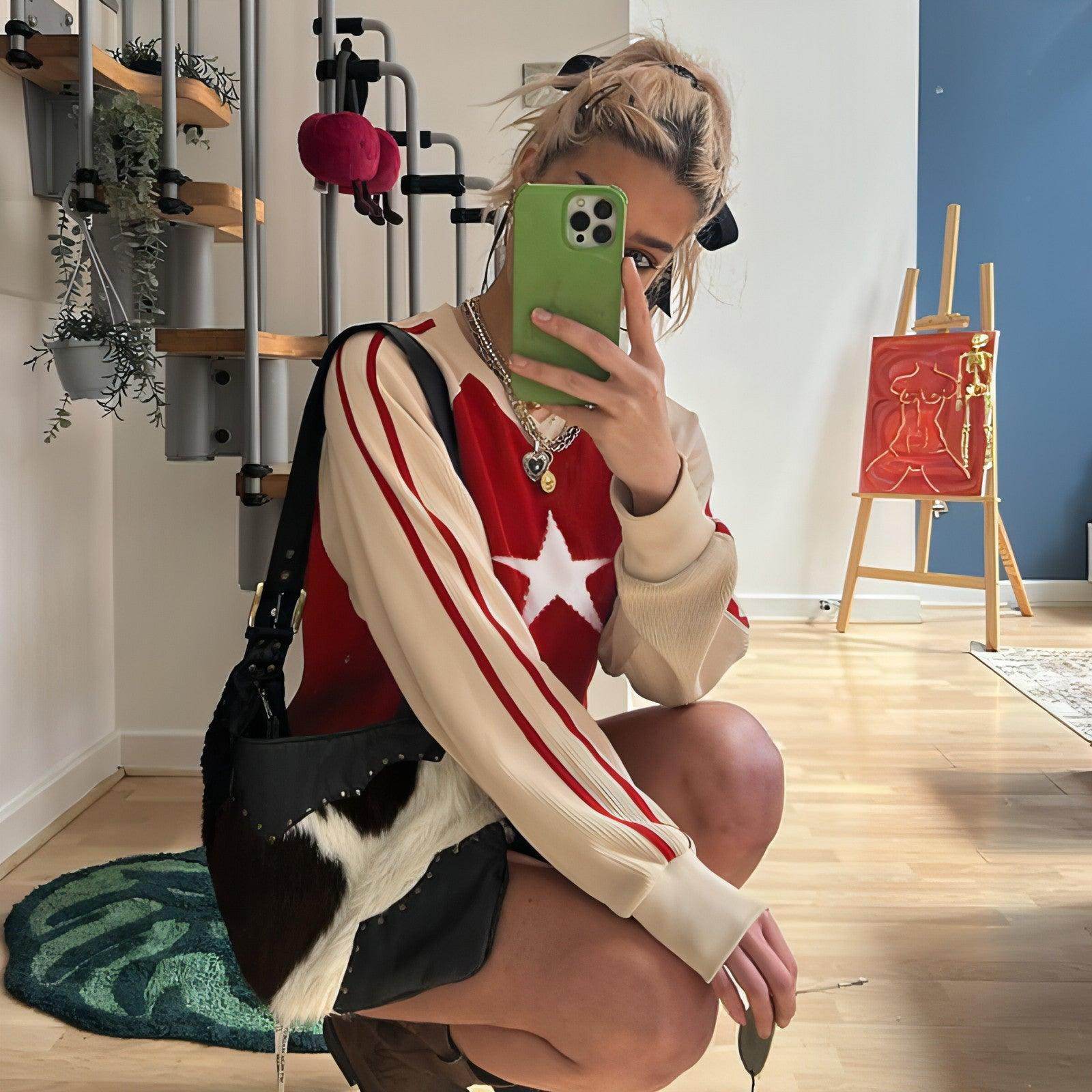Women's Loose Top Striped Woolen Sweater - Which Mark