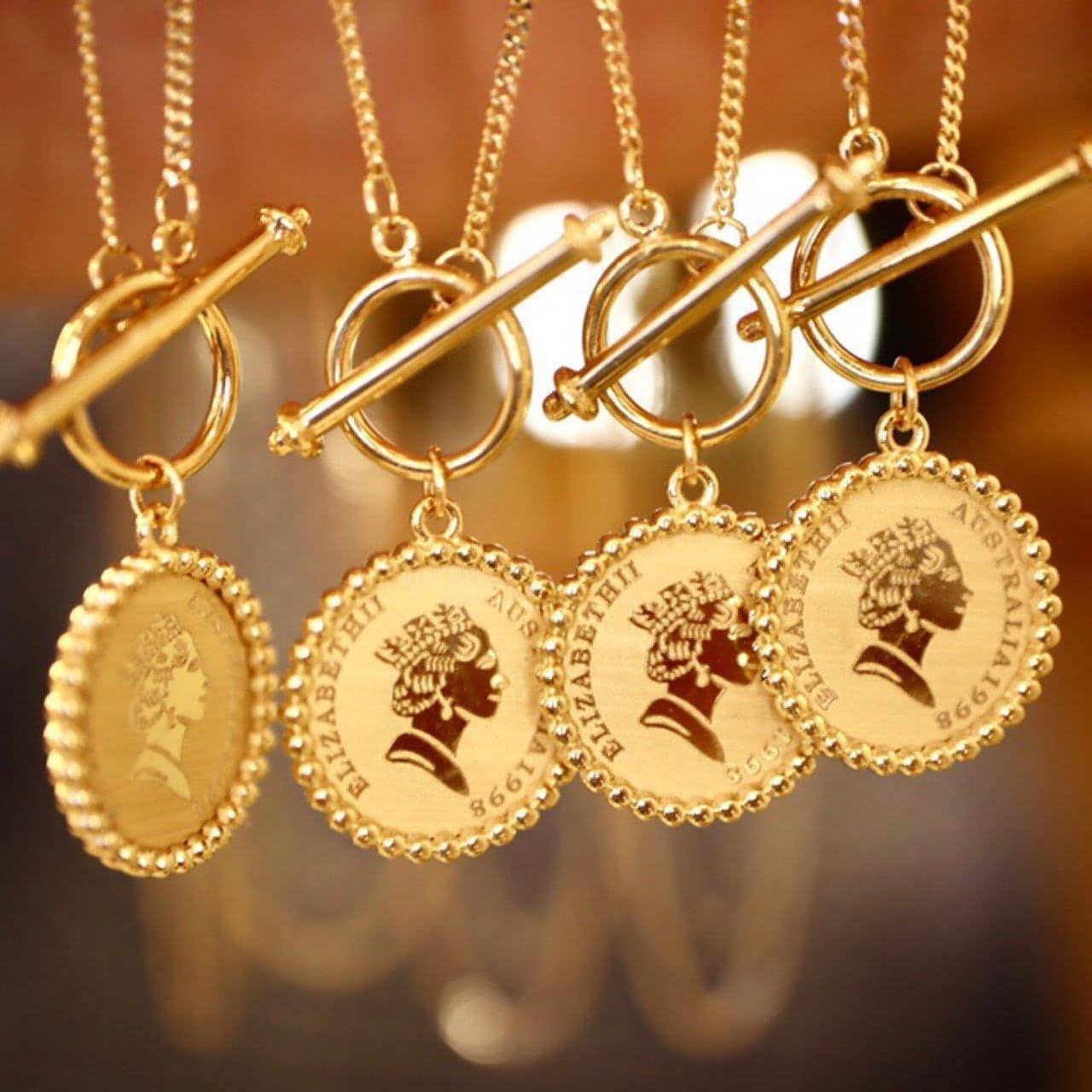 Gold Retro Round Brand Pure Jewelry Necklace - Which Mark