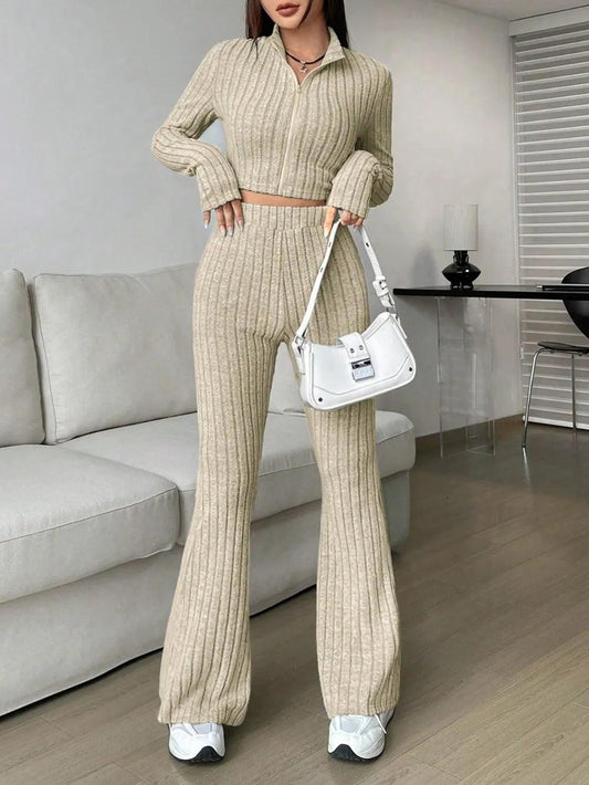 Honey Zip Up Long Sleeve Top and Pants Set - Which Mark