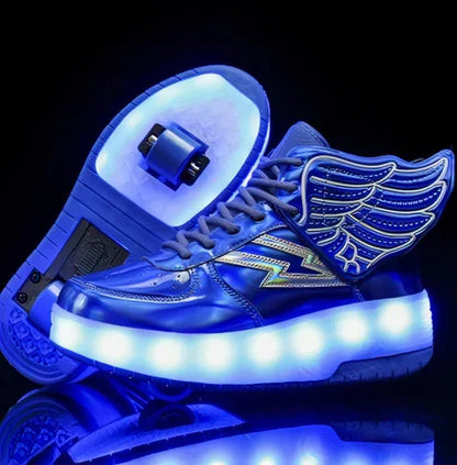 Double Wheel Led Light Shoes Wheel Student Roller Skates - Which Mark
