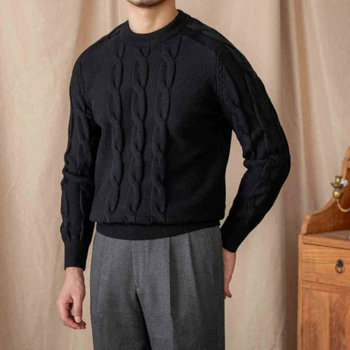Round-neck Long-sleeved Pullover Jacquard Slim-fit Stretch Sweater - Which Mark
