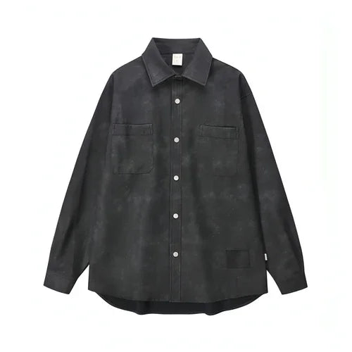 Retro Street Style Washed-out PU Leather DressShirt Men - Which Mark