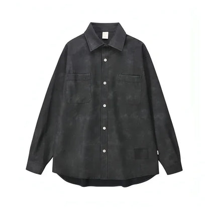 Retro Street Style Washed-out PU Leather DressShirt Men - Which Mark