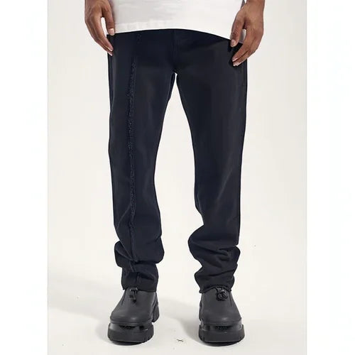 UrbanEase™ High Street Dark Solid Black Vintage Jeans Men - Which Mark