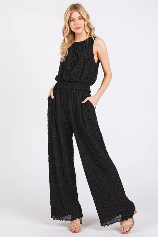 Mittoshop Textured Stretchy Crop Tank and Pants Set - Which Mark
