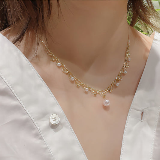 Aurora 18K Gold Lace Pearl Necklace - Sea Elegance - Which Mark