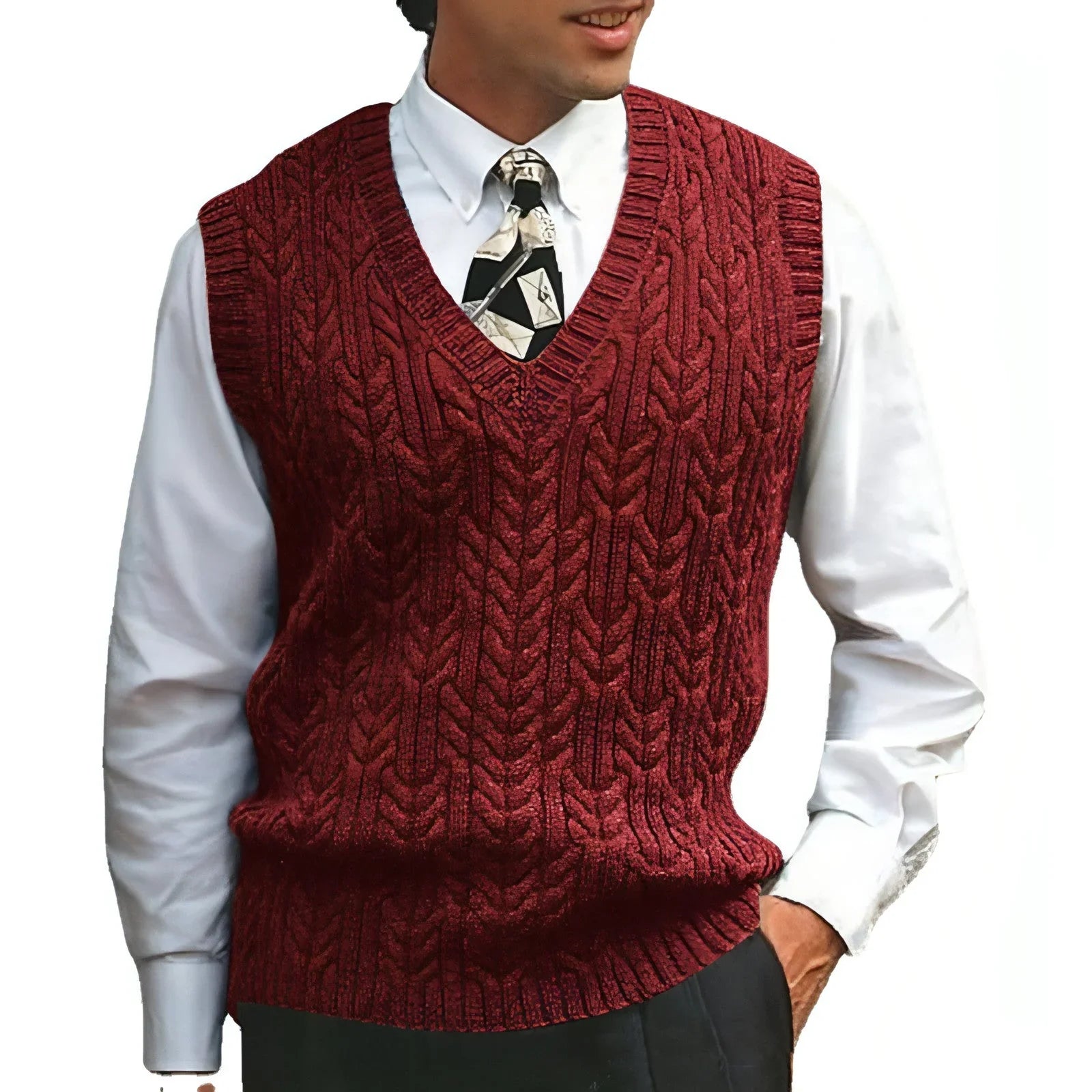 Knitted Vest V-neck Sweater Solid Color Casual - Which Mark