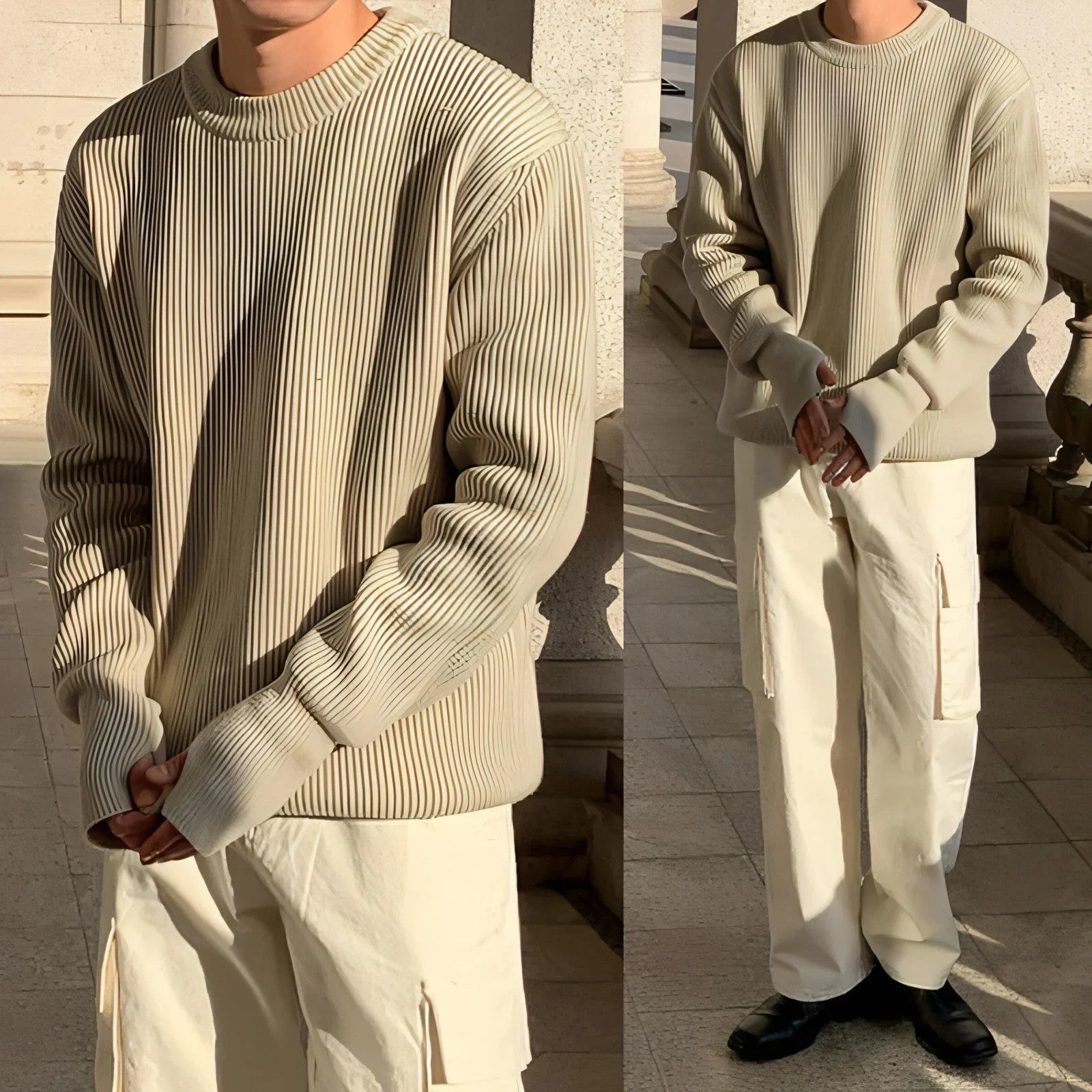 New Korean Style Trendy Loose Round Neck Knitted Coat Sweater Men - Which Mark