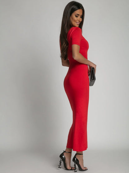 Red turtleneck midi pencil dress FG674 - Which Mark