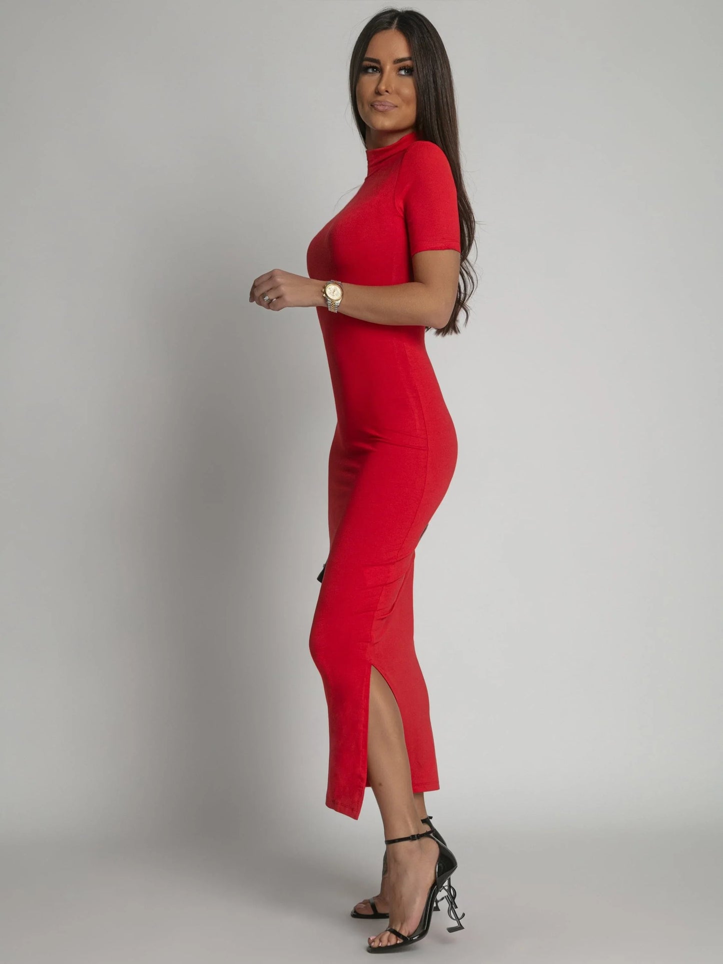 Red turtleneck midi pencil dress FG674 - Which Mark