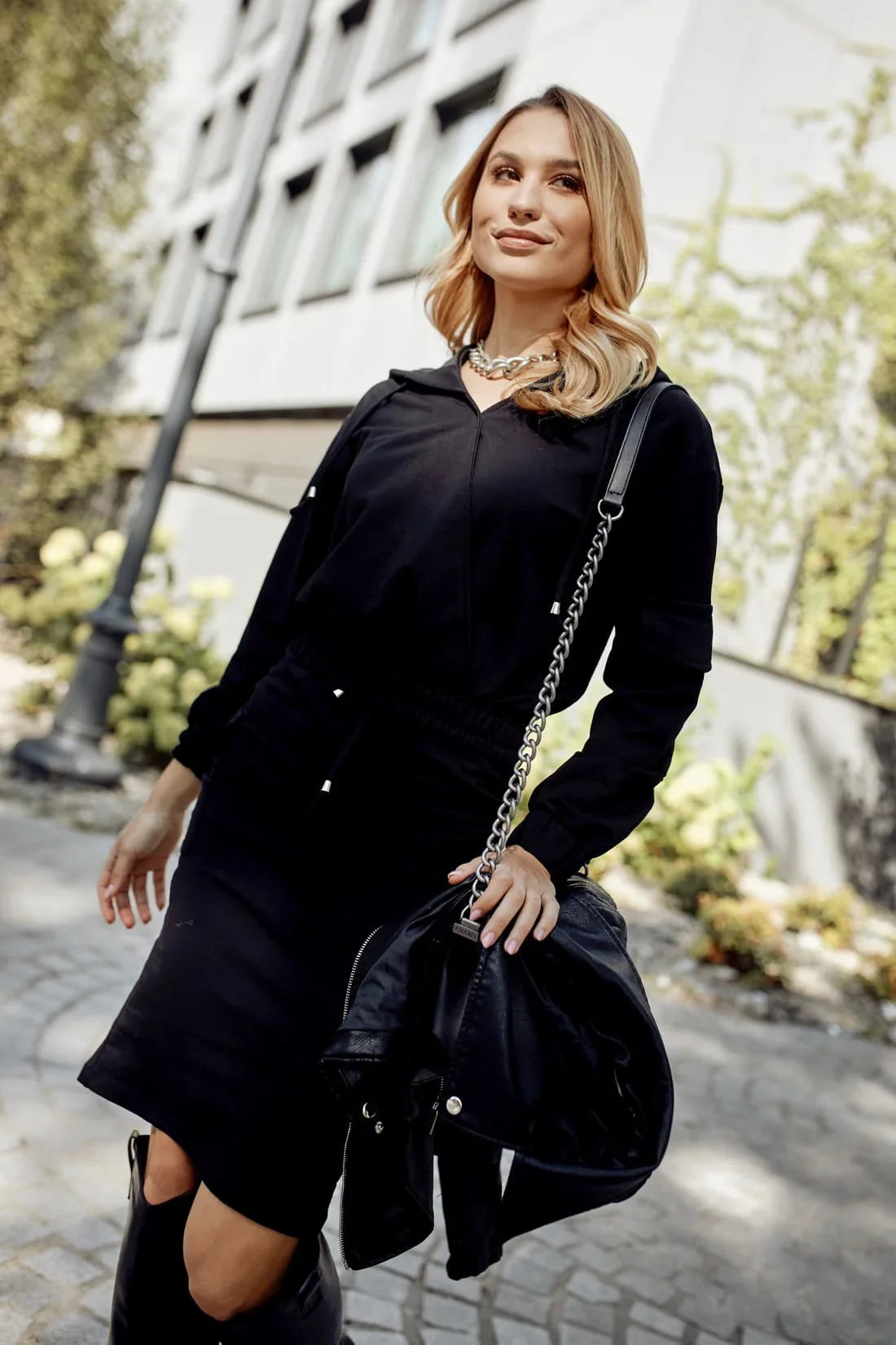 Women's sports set with a skirt, black FI715 - Which Mark