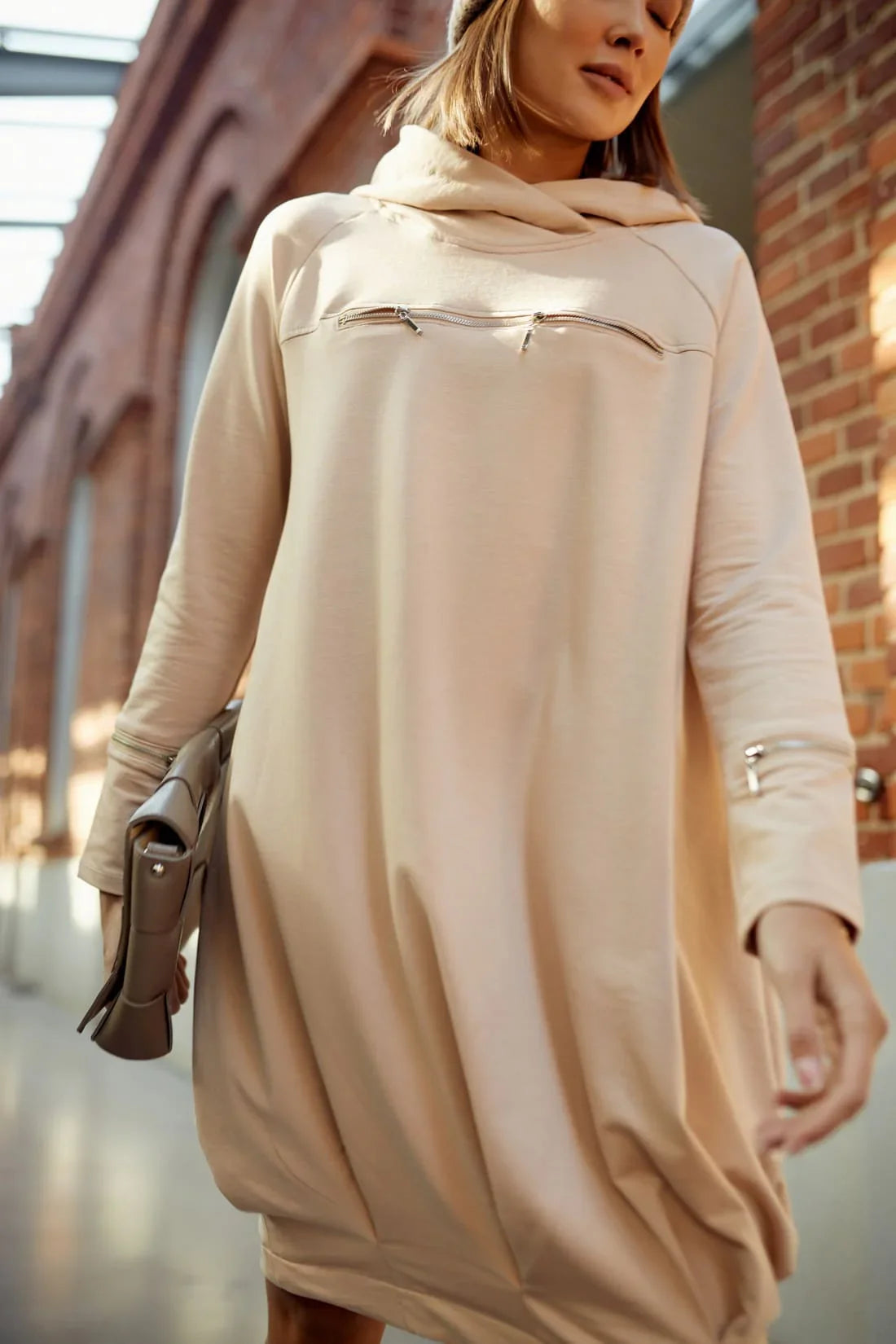 Beige bomber dress with hood FI722 - Which Mark