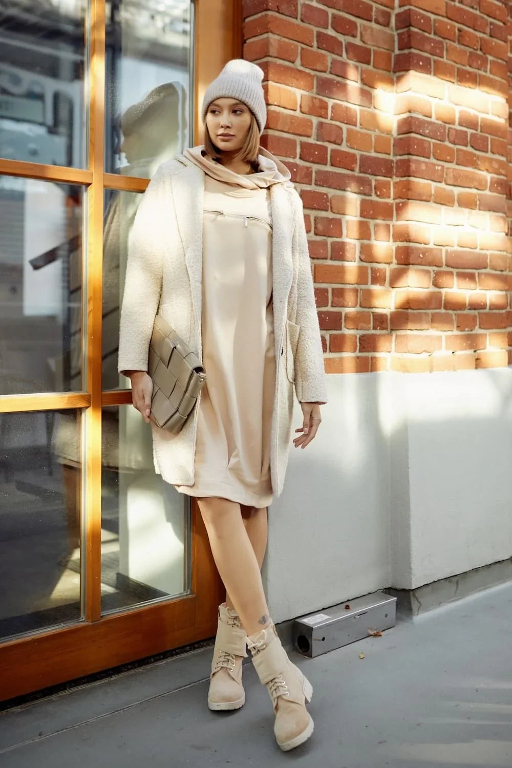 Beige bomber dress with hood FI722 - Which Mark