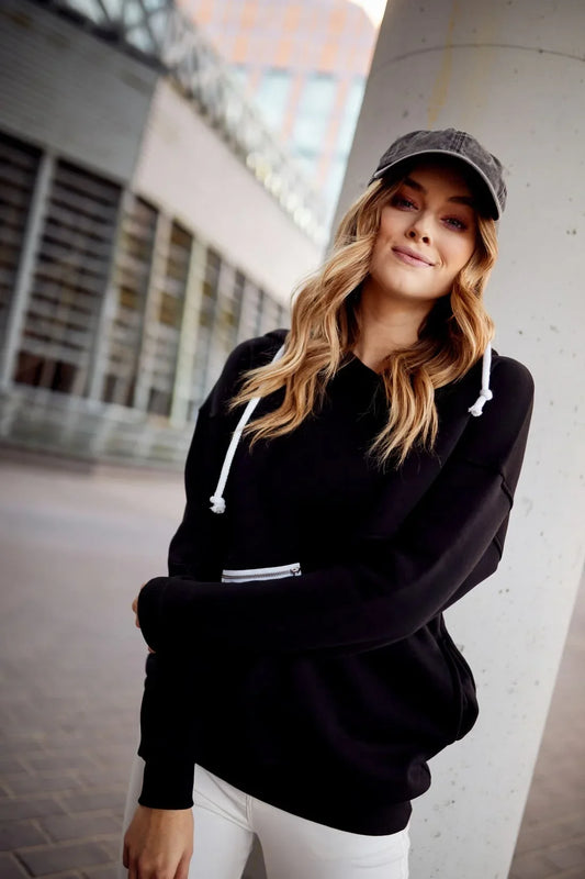 Women's insulated sweatshirt with hood, black FI724 - Which Mark