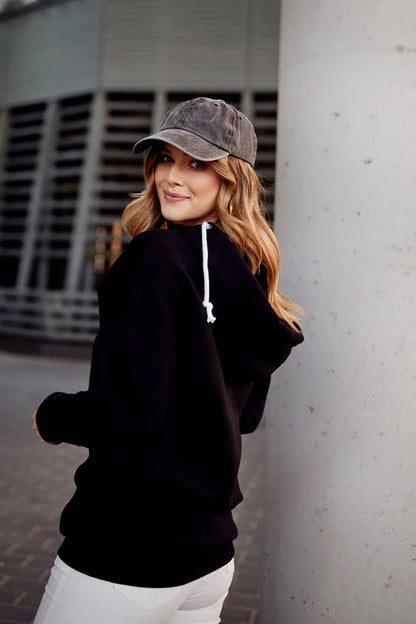 Women's insulated sweatshirt with hood, black FI724 - Which Mark