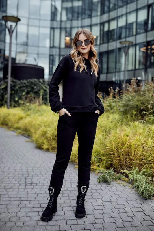 Women's cotton tracksuit set black FI730 - Which Mark