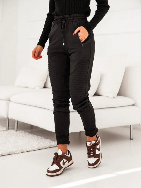 Women's sweatpants with stitching, black FI732 - Which Mark