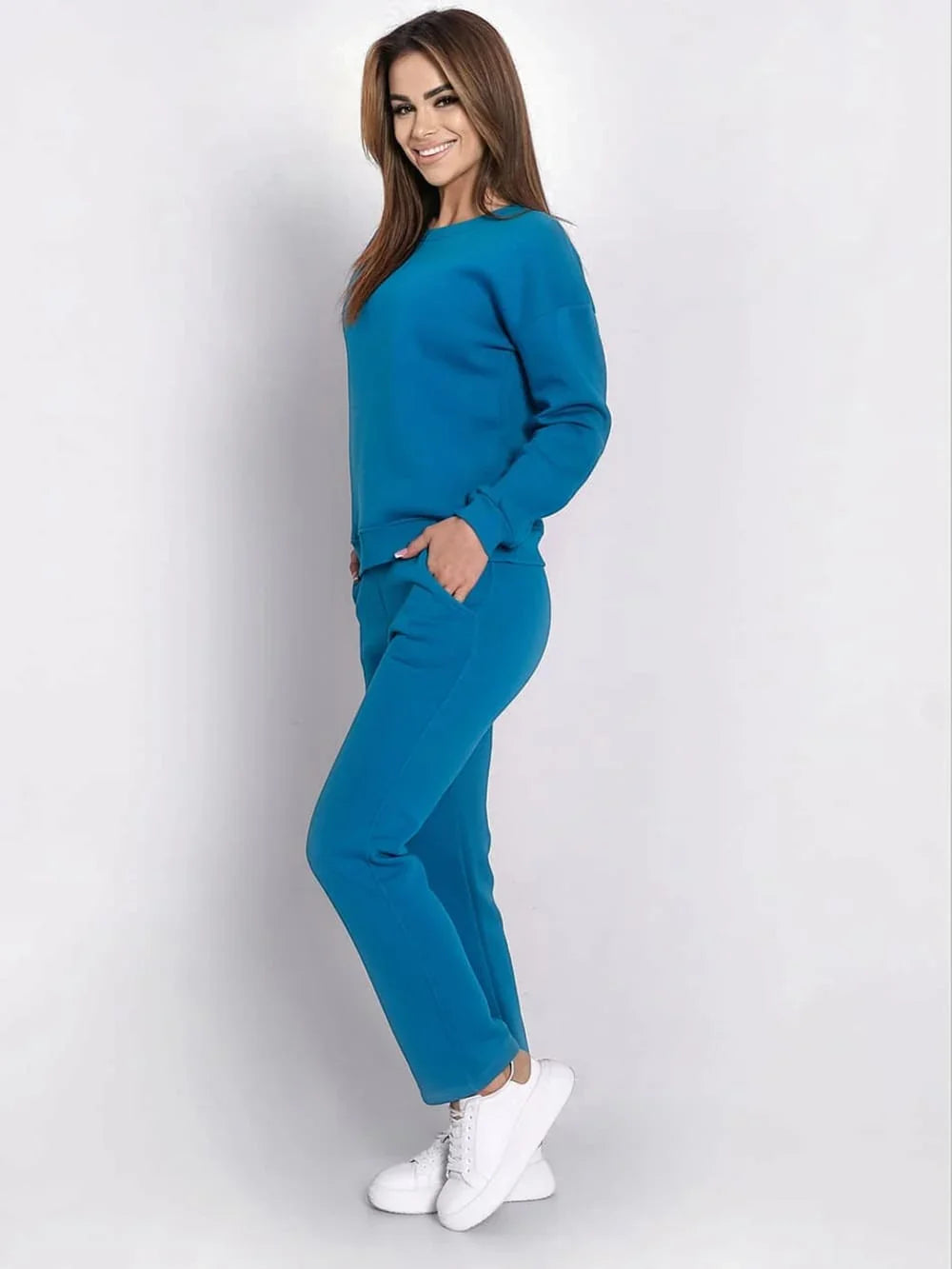Ladies' insulated tracksuit top and loose pants turquoise FI762 - Which Mark