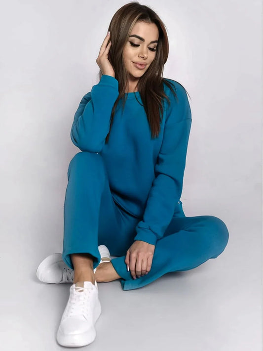 Ladies' insulated tracksuit top and loose pants turquoise FI762 - Which Mark