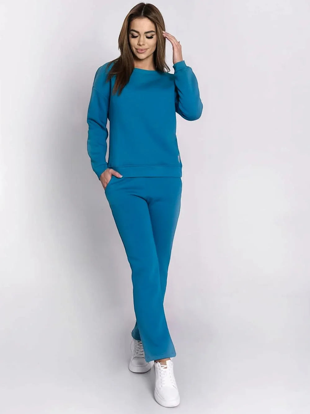 Ladies' insulated tracksuit top and loose pants turquoise FI762 - Which Mark